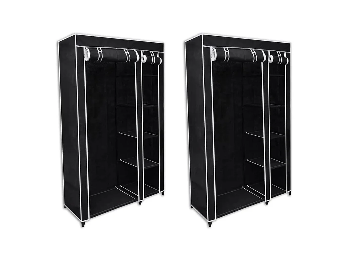 Garde-robe en tissu 2 pcs Noir