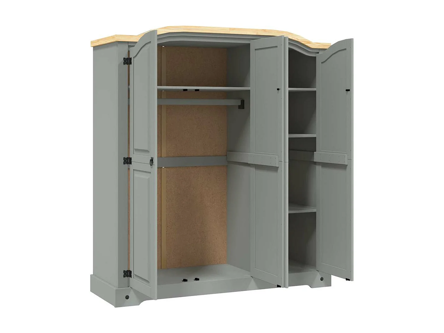 Armario madera de pino Mexicano estilo Corona gris 3 puertas