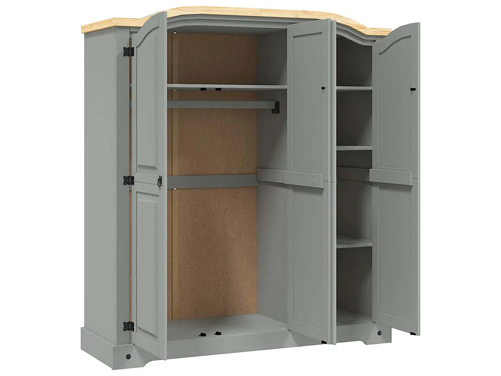 Armario madera de pino Mexicano estilo Corona gris 3 puertas