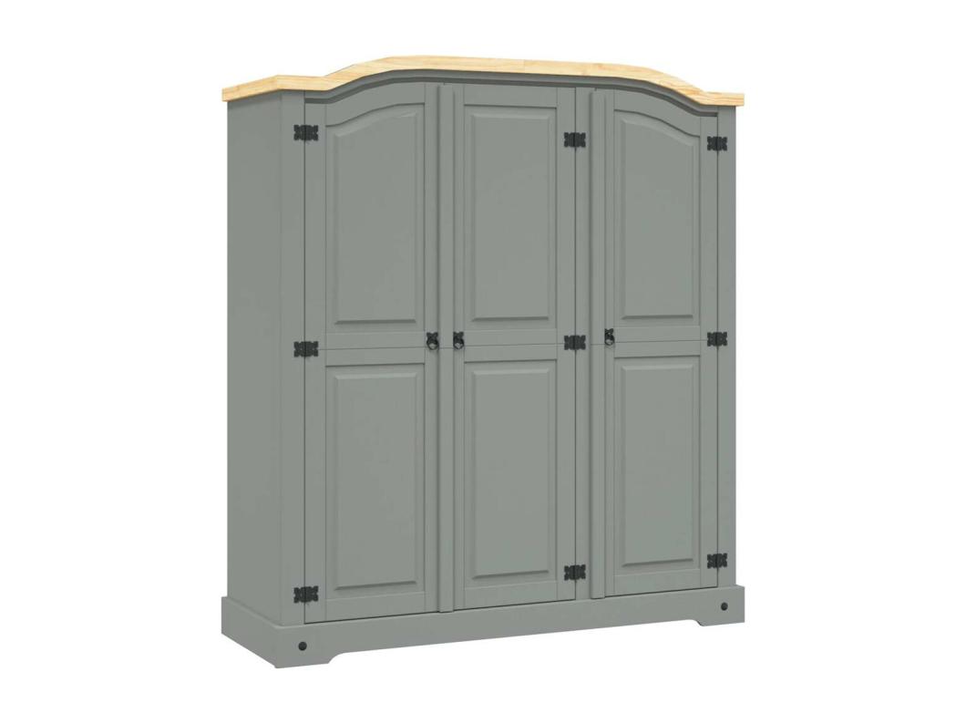 Roupeiro Corona Range pinho mexicano com 3 portas cinzento