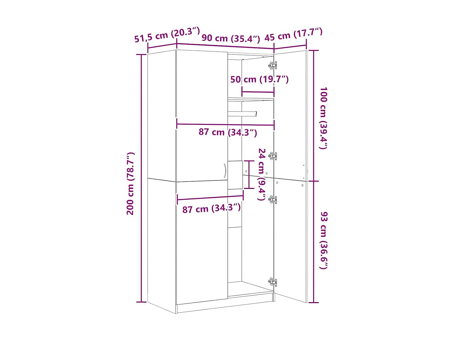 Garde-robe Sonoma gris 90x52x200 cm Bois d'ingénierie