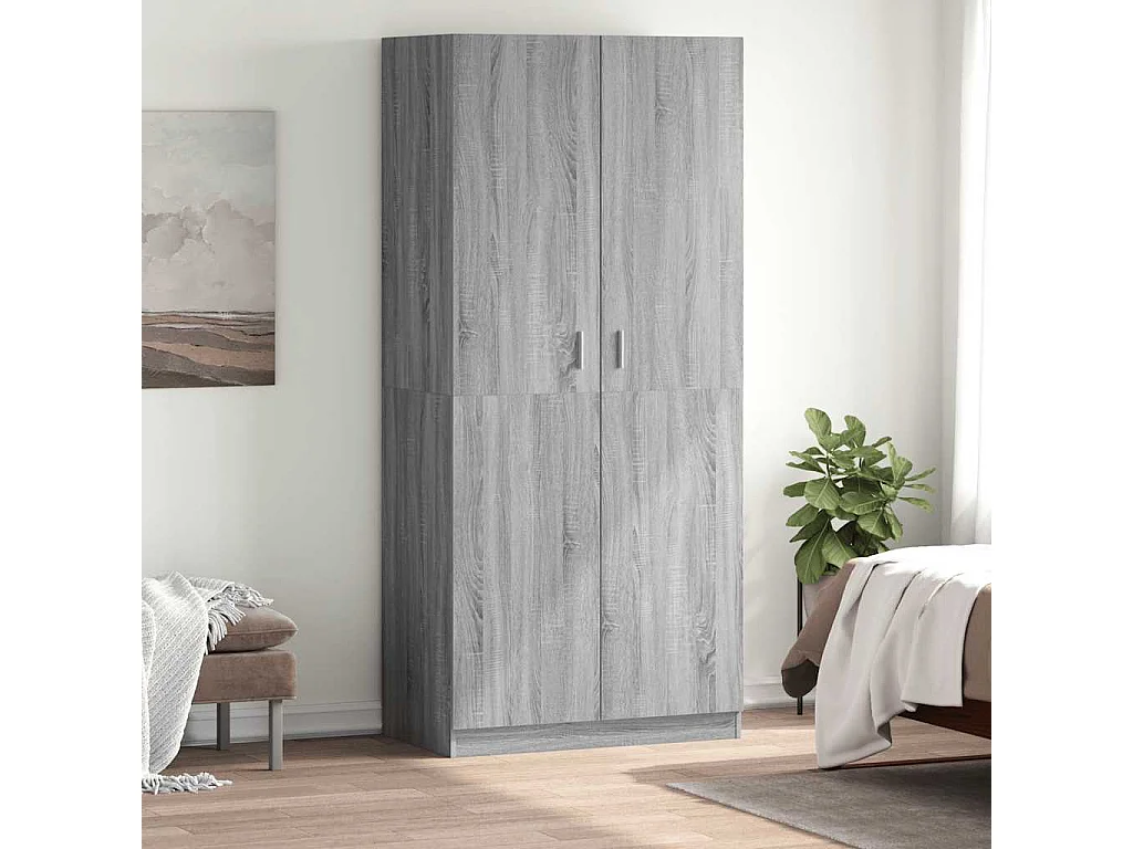 Roupeiro 90x52x200 cm derivados de madeira cinzento sonoma