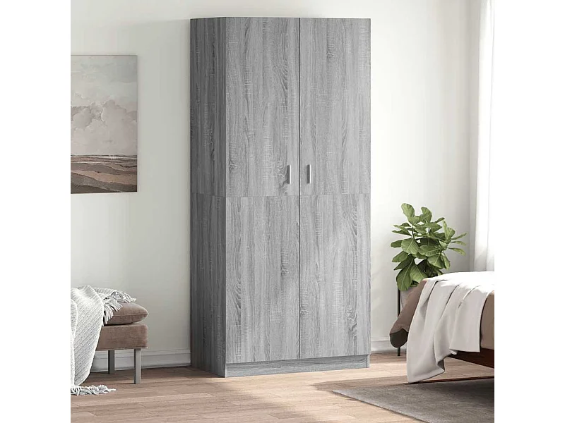 Kleiderschrank Grau Sonoma 90x52x200 cm Holzwerkstoff