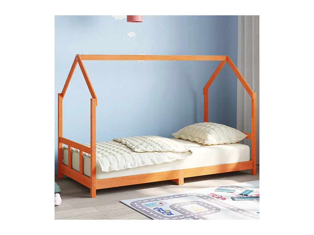 Cadre de lit d'enfants cire marron 90x190 cm bois de pin massif