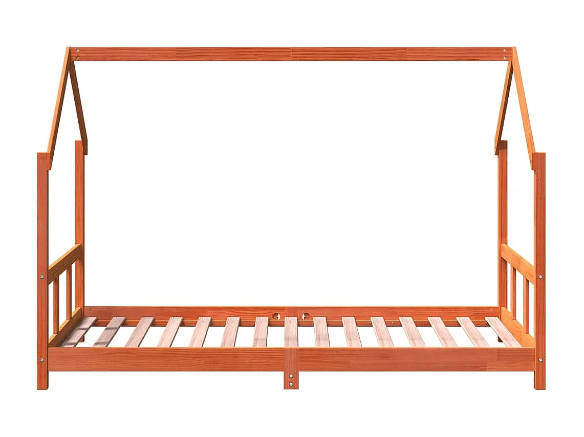 Kinderbedframe massief grenenhout wasbruin 90x190 cm
