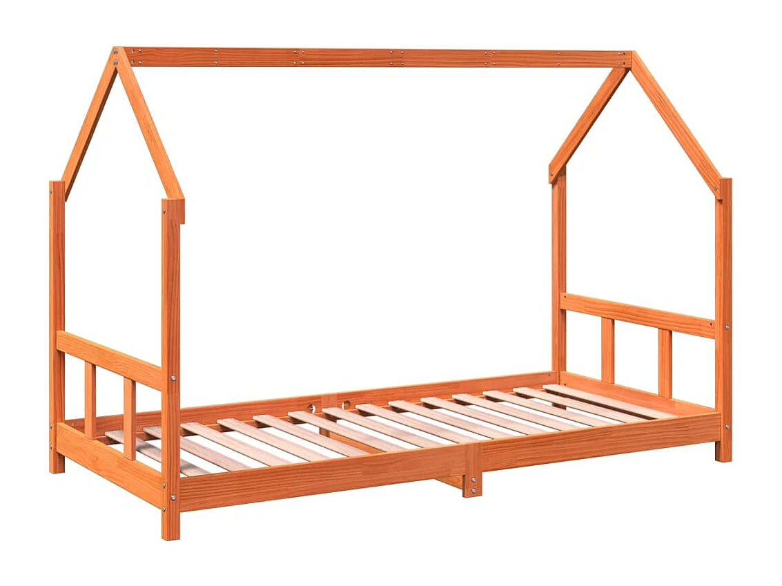 Kinderbedframe massief grenenhout wasbruin 90x190 cm