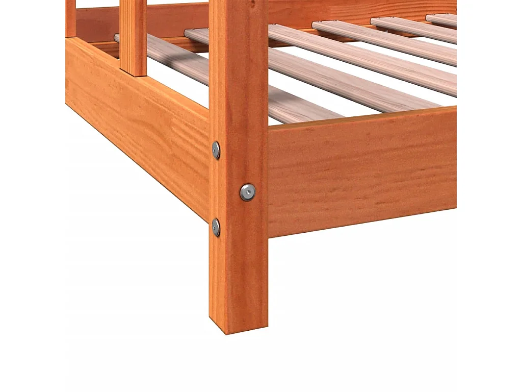 Kinderbedframe massief grenenhout wasbruin 90x190 cm