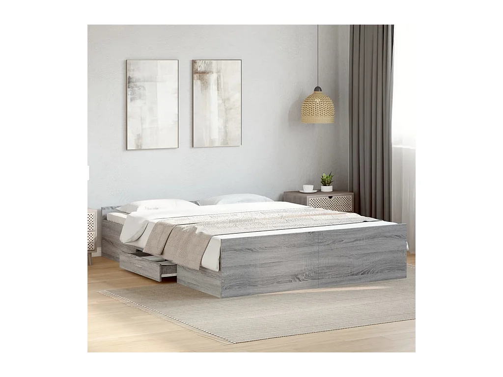 Giroletto Cassetti Grigio Sonoma 140x200 cm Legno Multistrato