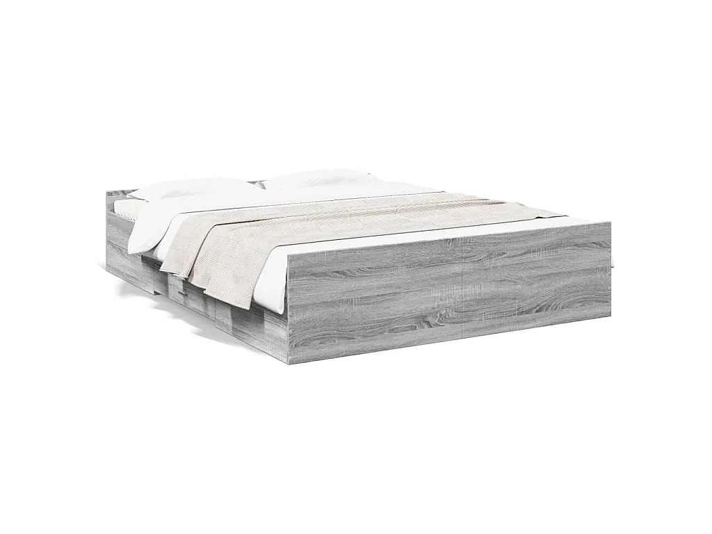 Cadre de lit avec tiroirs sans matelas sonoma gris 140x200 cm