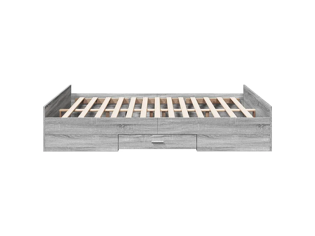 Cadre de lit avec tiroirs sans matelas sonoma gris 140x200 cm