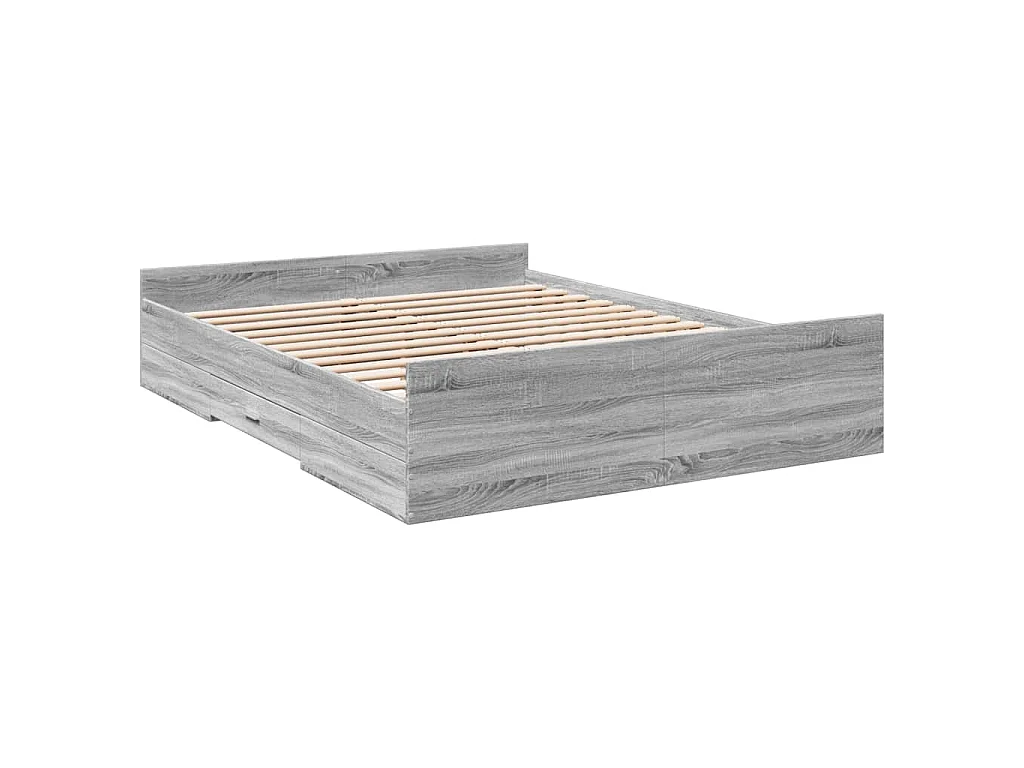 Cadre de lit avec tiroirs sans matelas sonoma gris 140x200 cm
