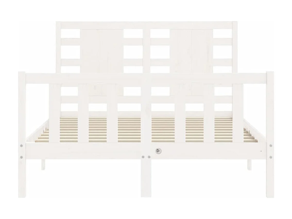 Bedframe met hoofdbord massief hout wit