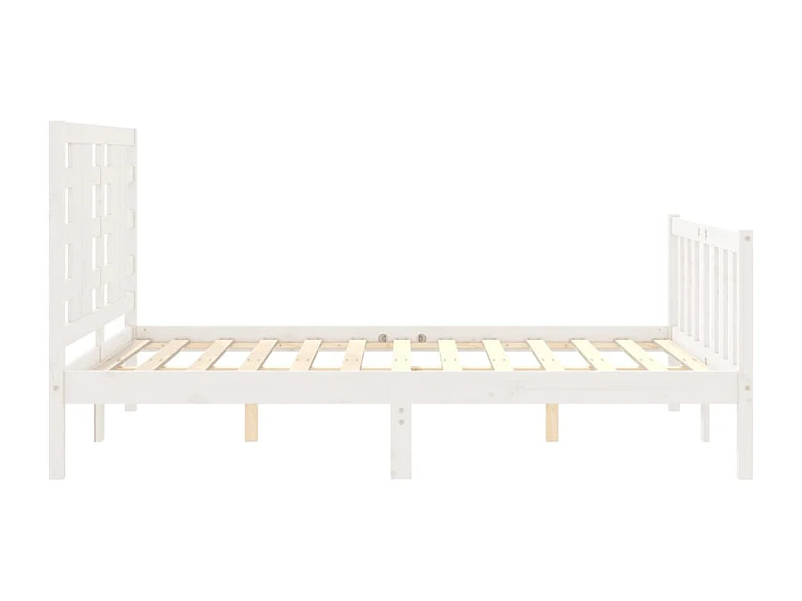 Bedframe met hoofdbord massief hout wit