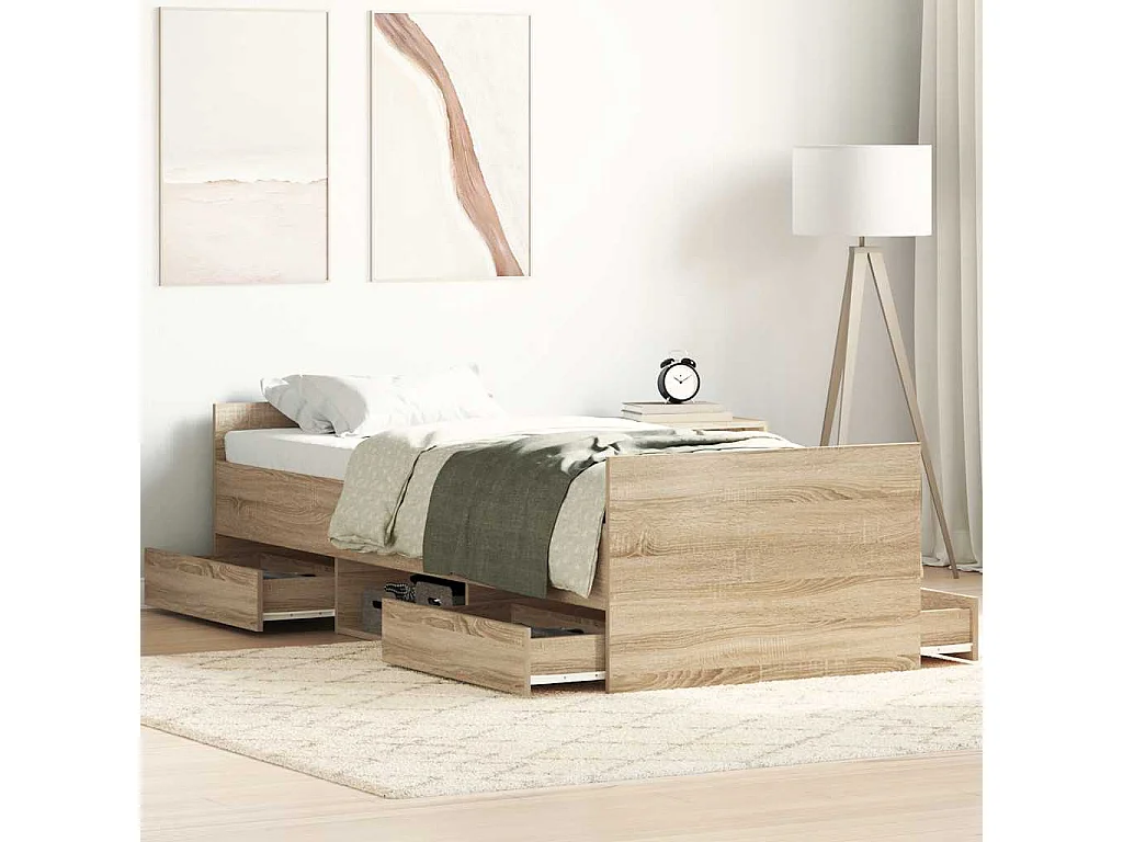 Bedframe met hoofd- en voeteneinde sonoma eikenkleur 90x190 cm