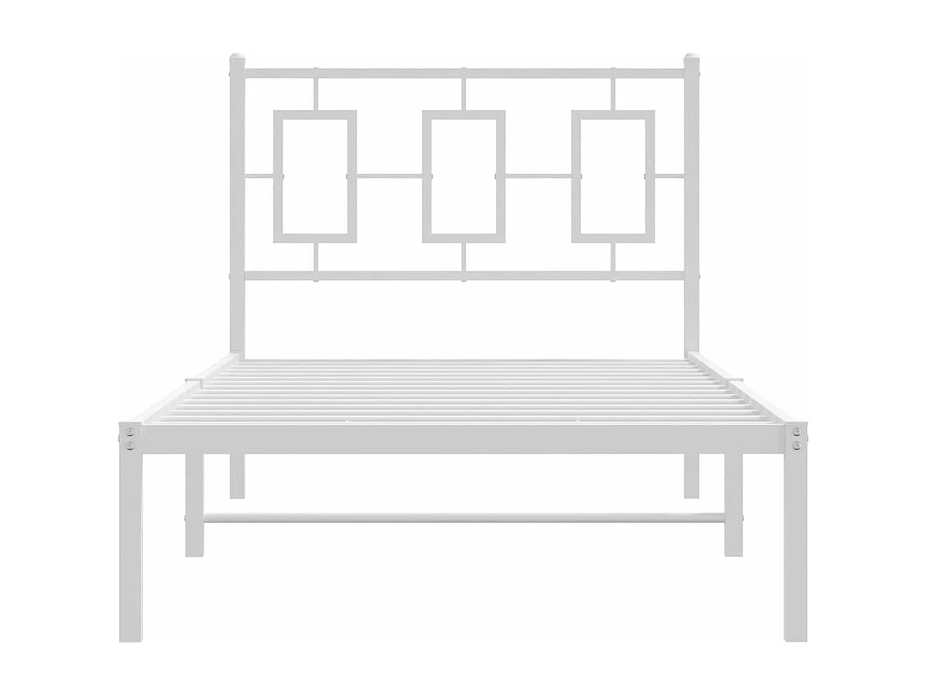 Cadre de lit métal sans matelas avec tête de lit blanc 90x200cm