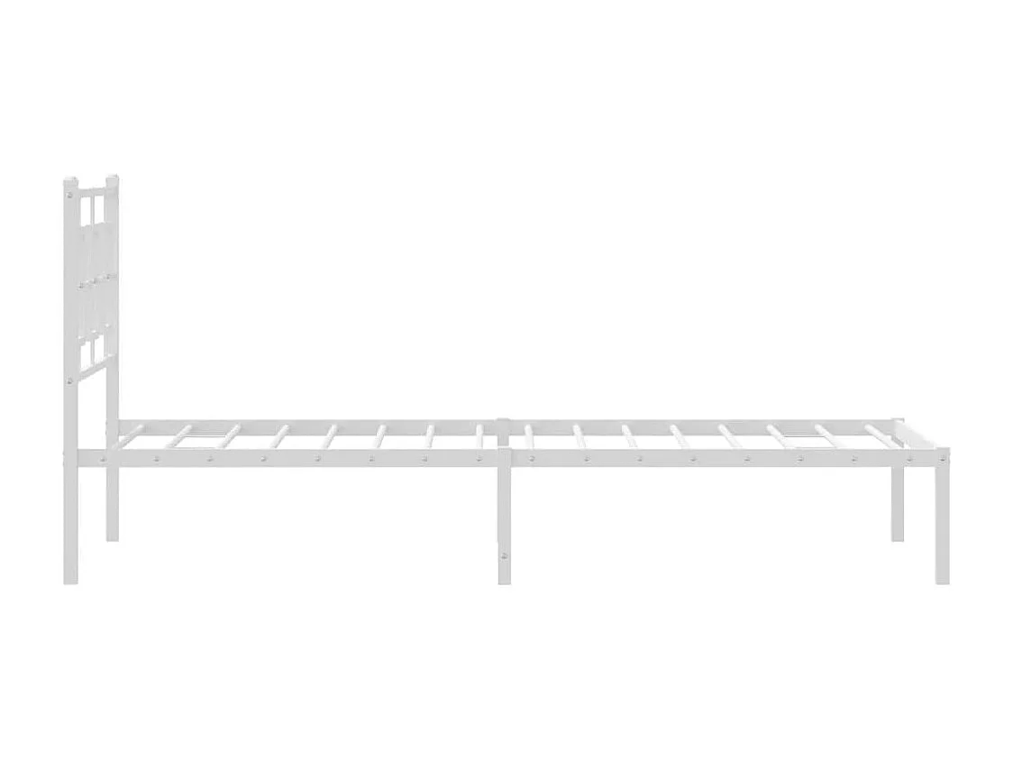 Cadre de lit métal sans matelas avec tête de lit blanc 90x200cm
