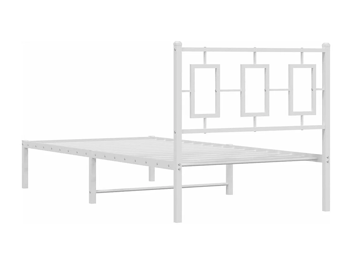 Cadre de lit métal sans matelas avec tête de lit blanc 90x200cm