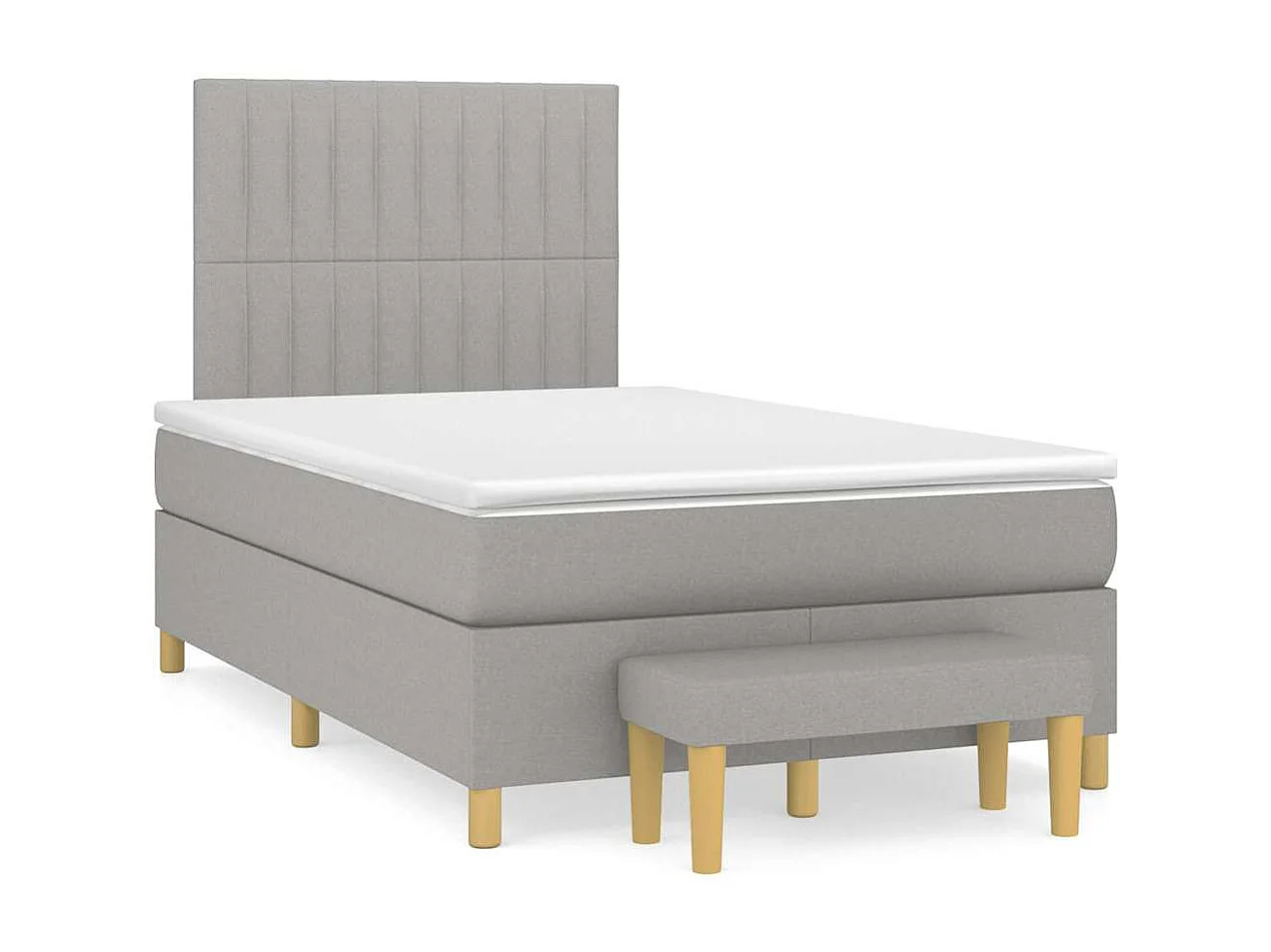 Sommier à lattes de lit et matelas gris clair 120x190 cm tissu