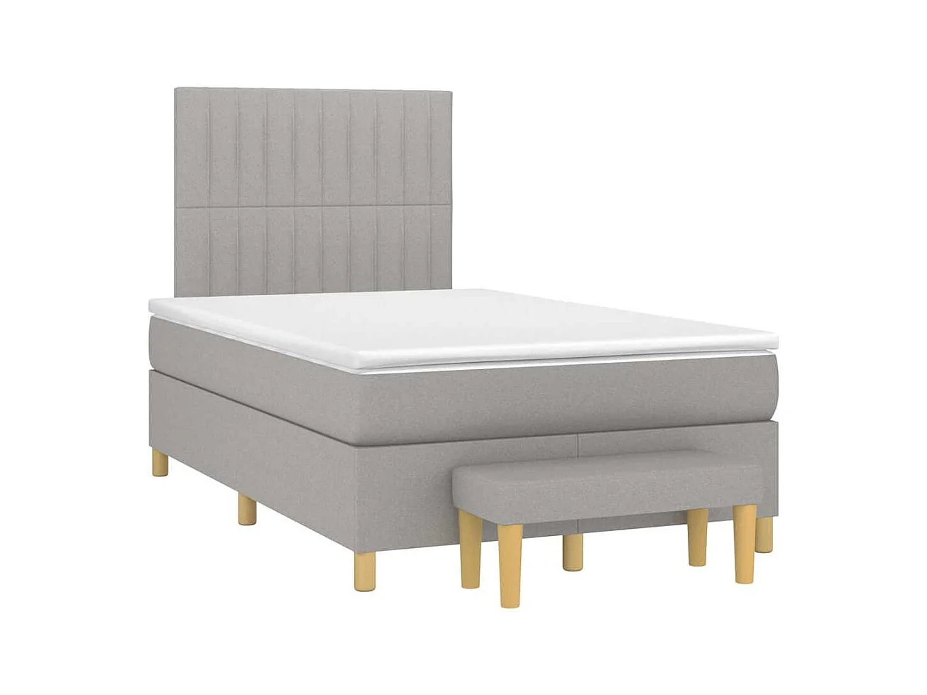 Sommier à lattes de lit et matelas gris clair 120x190 cm tissu