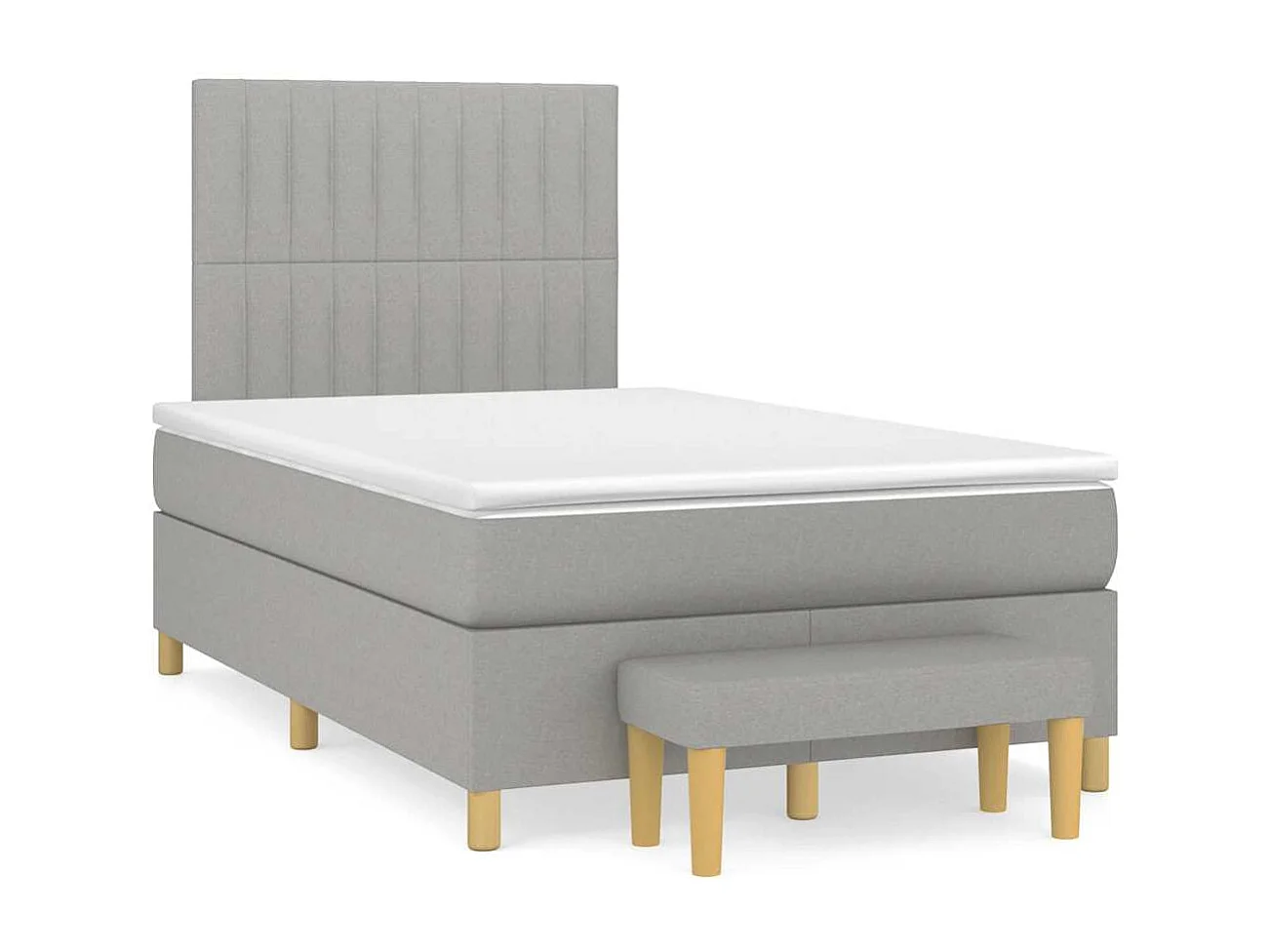 Sommier à lattes de lit et matelas gris clair 120x190 cm tissu