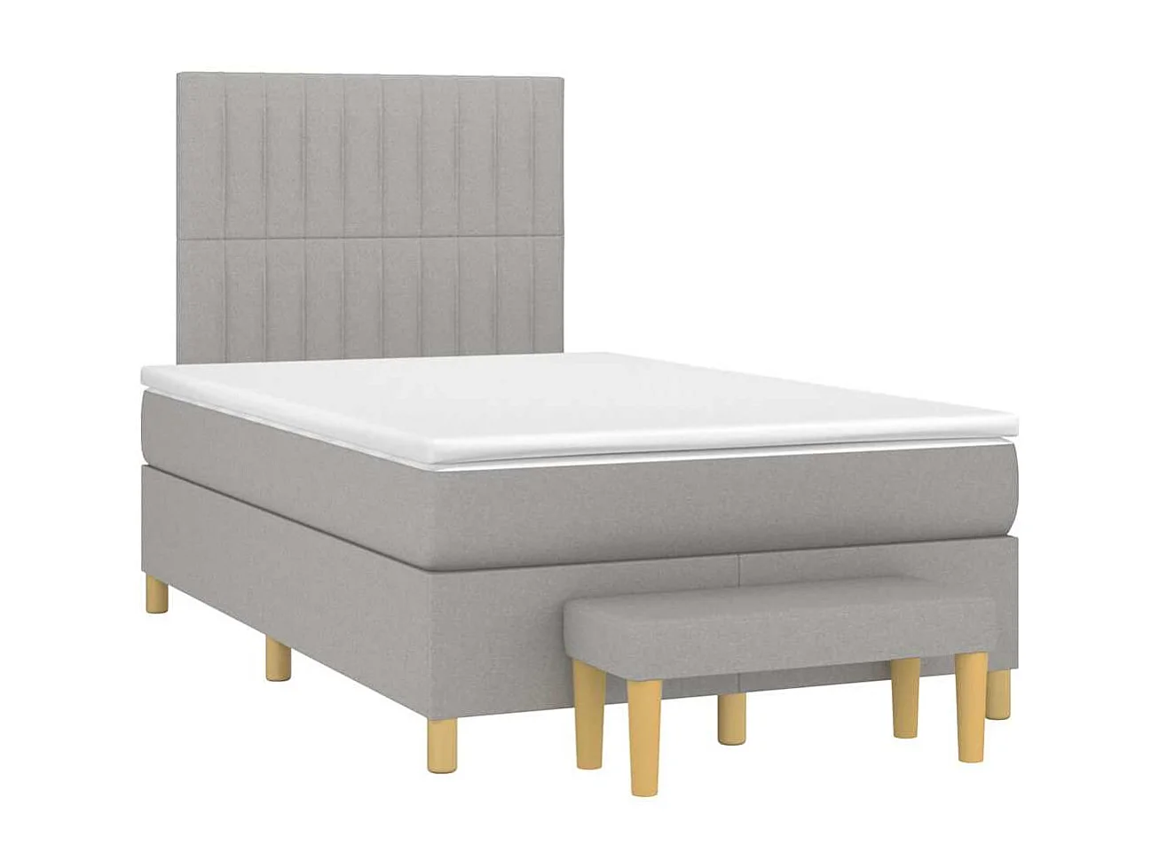 Sommier à lattes de lit et matelas gris clair 120x190 cm tissu