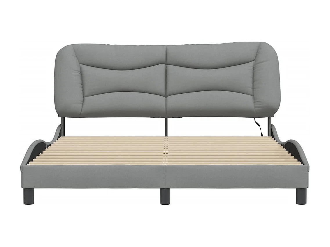 Cadre de lit avec LED sans matelas Hvar gris clair 160x200 cm tissu