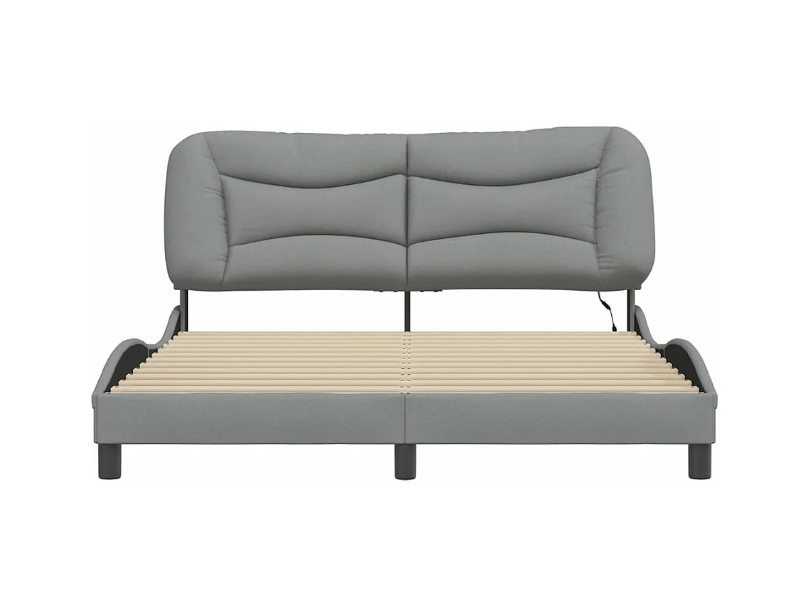 Bedframe met LED zonder matras "Hvar" 160x200 cm stof lichtgrijs