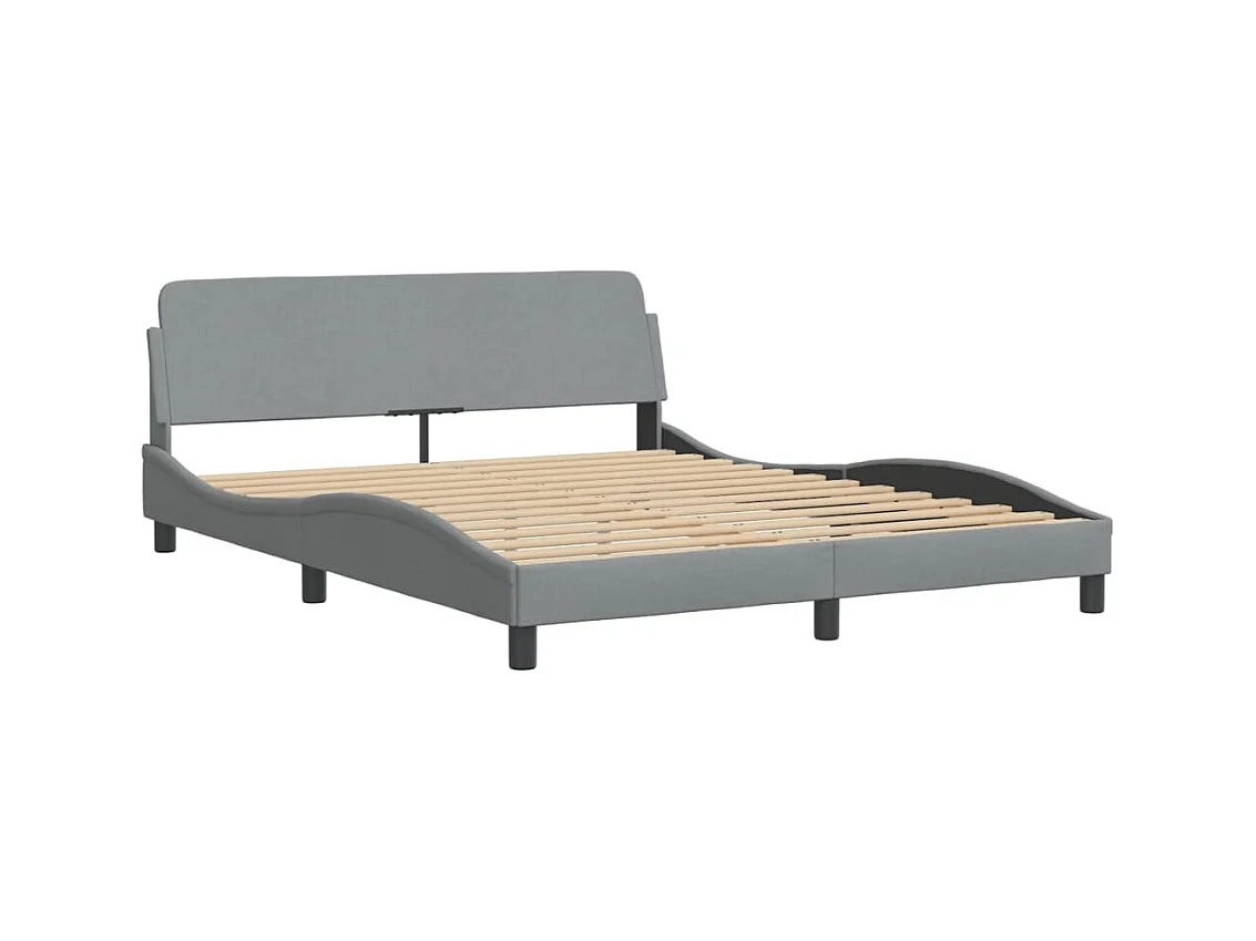 Bedframe met LED zonder matras "Hvar" 160x200 cm stof lichtgrijs