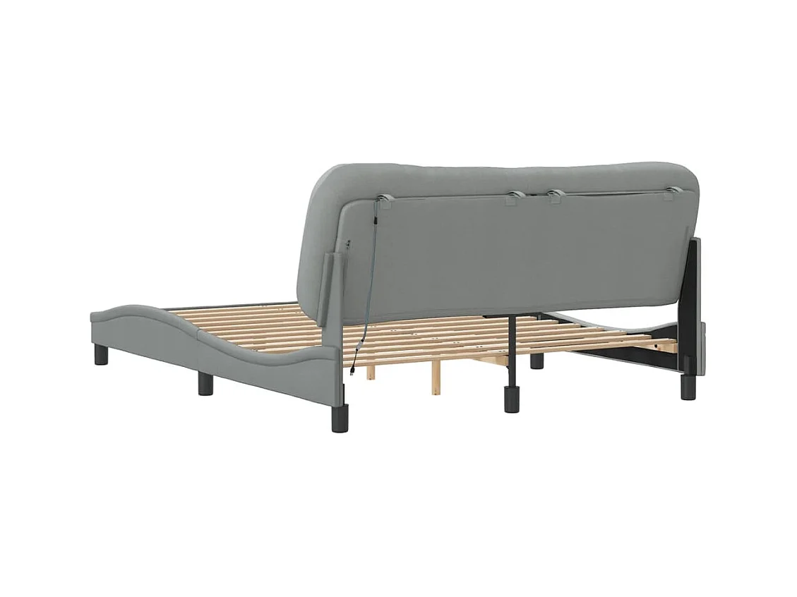 Bedframe met LED zonder matras "Hvar" 160x200 cm stof lichtgrijs