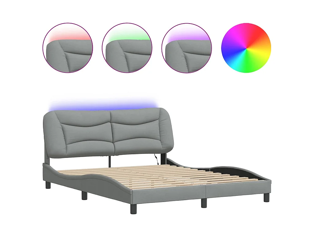 Giroletto con LED senza Materasso Hvar 160x200 cm Tessuto