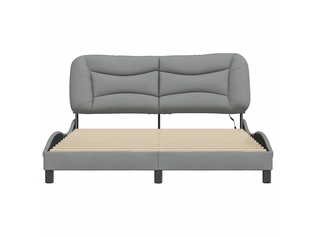 Bedframe met LED zonder matras "Hvar" 160x200 cm stof lichtgrijs
