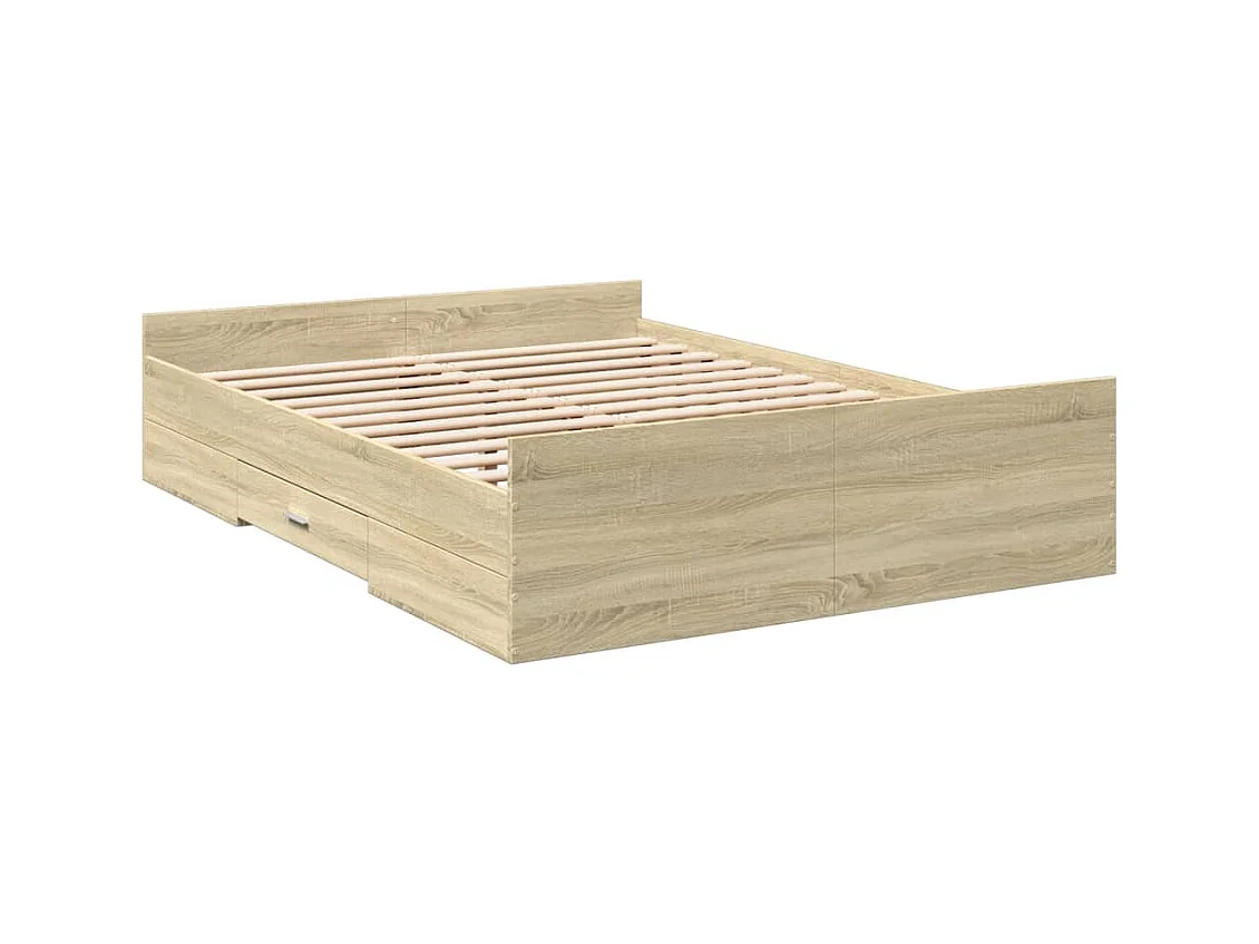 Cadre de lit avec tiroirs sans matelas chêne sonoma 120x200 cm