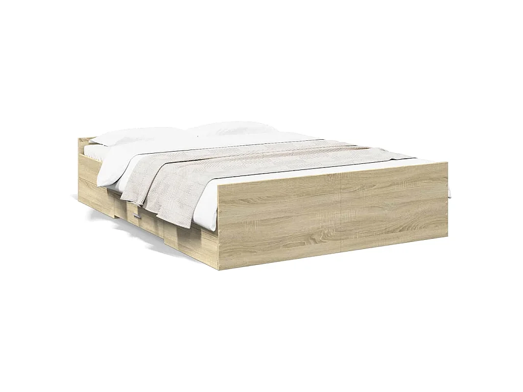 Cadre de lit avec tiroirs sans matelas chêne sonoma 120x200 cm