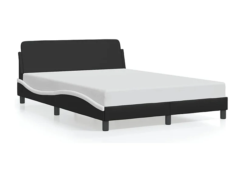Cadre de lit sans matelas noir et blanc 140x190 cm similicuir