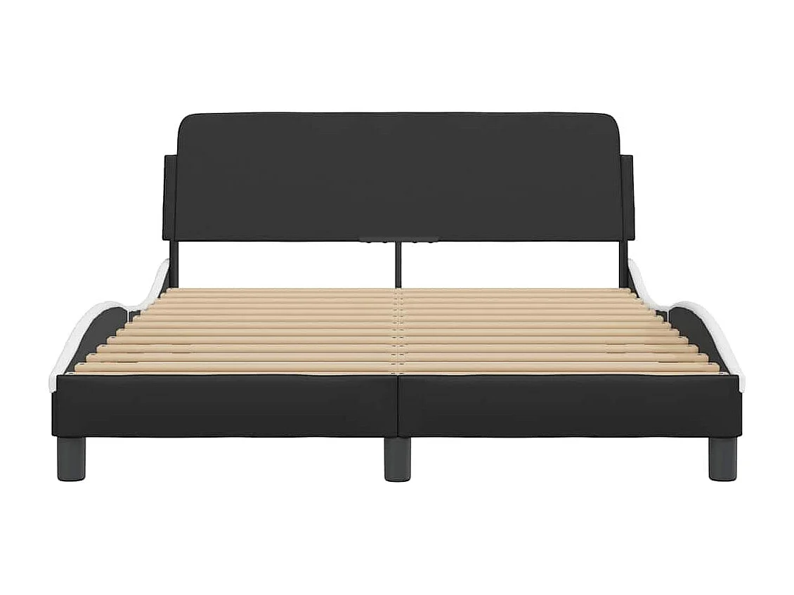 Estrutura de cama Dover couro artif. 140x190cm preto/branco
