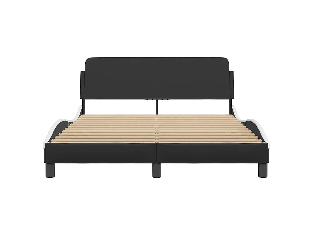 Cadre de lit Dover noir et blanc 140x190 cm similicuir