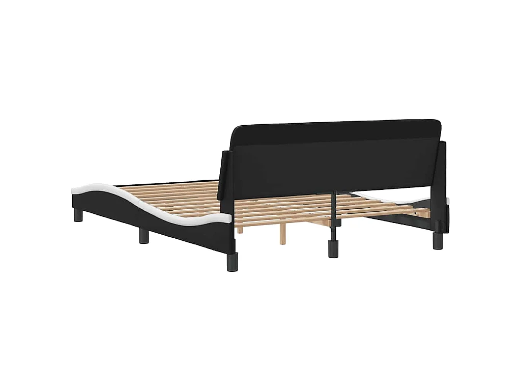 Cadre de lit Dover noir et blanc 140x190 cm similicuir