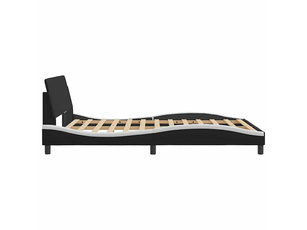 Cadre de lit Dover noir et blanc 140x190 cm similicuir
