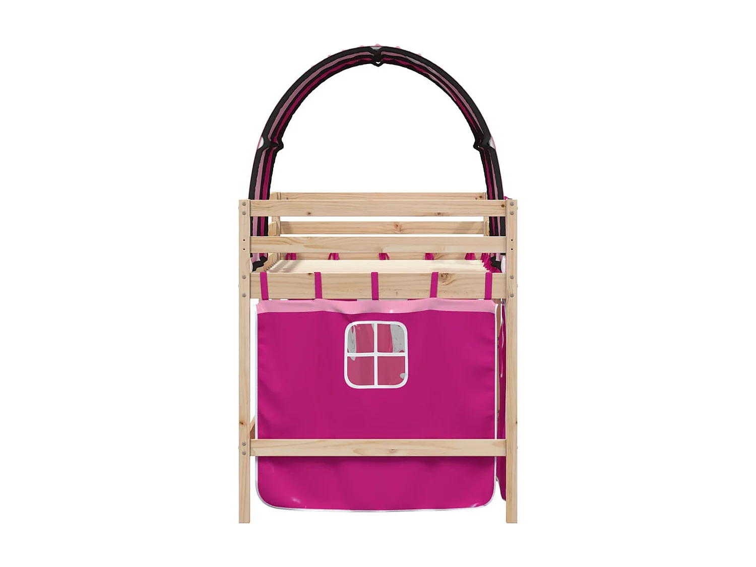 Kinderhoogslaper met tunnel 90x190 cm massief grenenhout roze
