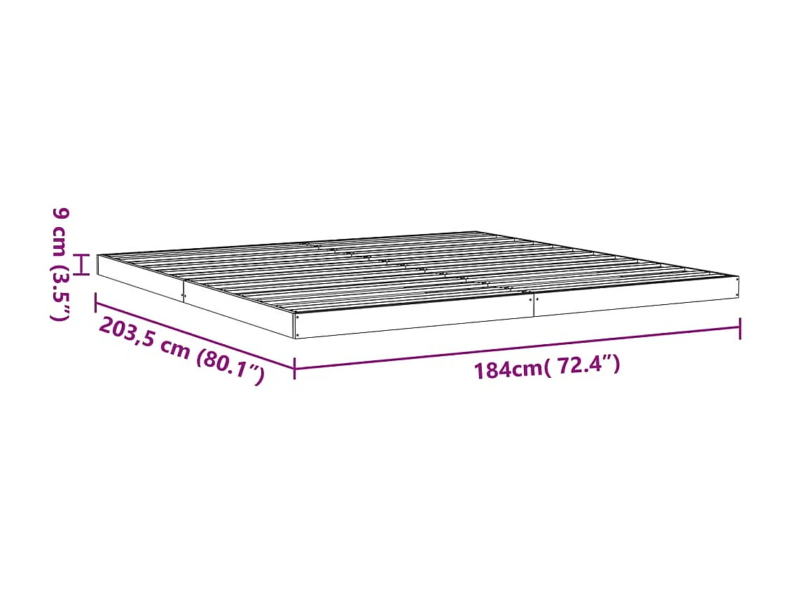 Bedframe massief grenenhout wasbruin 180x200 cm
