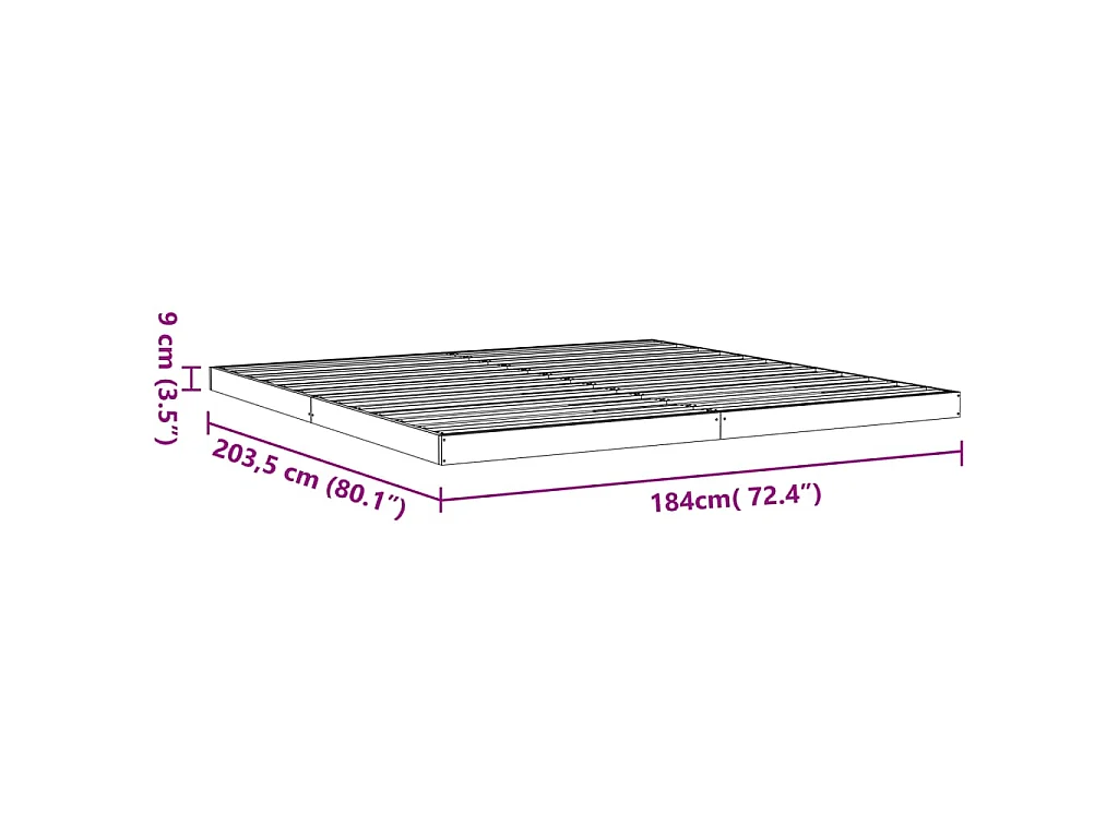 Giroletto Marrone Cera 180x200 cm in Legno Massello di Pino