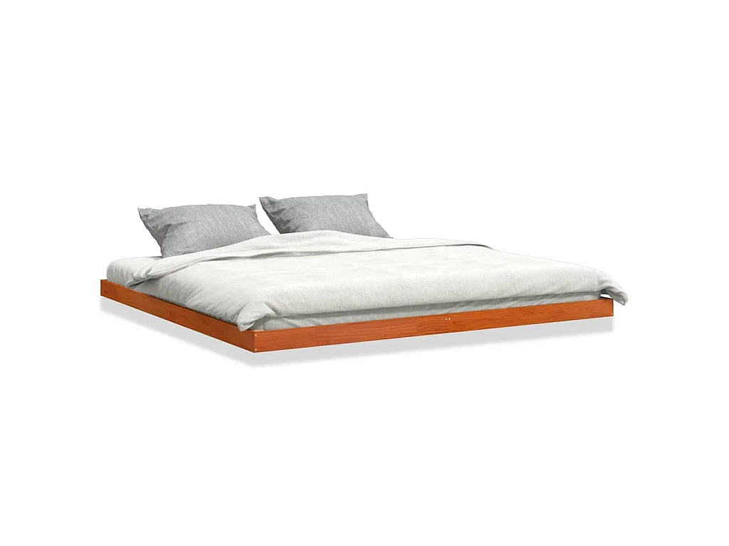 Cadre de lit sans matelas cire marron 180x200cm bois pin massif
