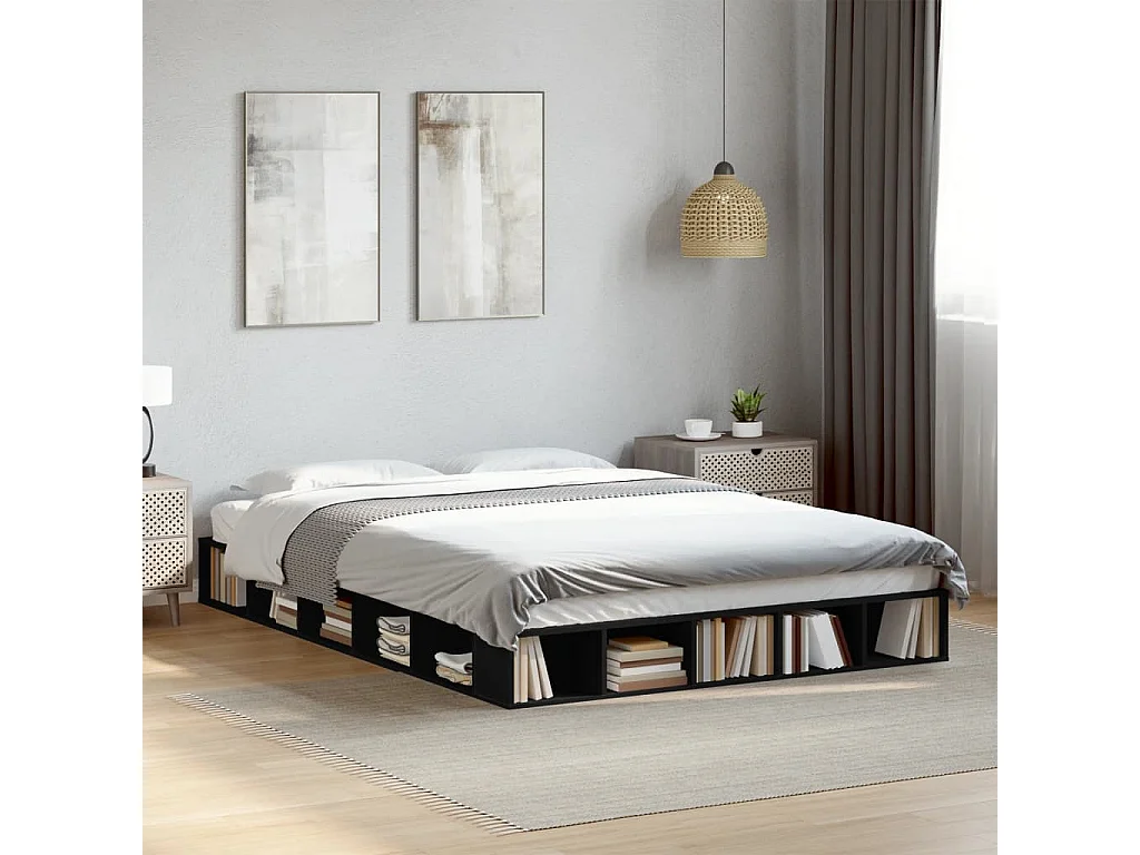 Cadre de lit sans matelas noir 160x200 cm