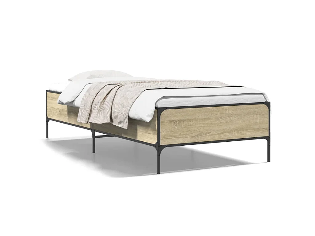 Bettgestell Sonoma-Eiche 75x190 cm Holzwerkstoff und Metall