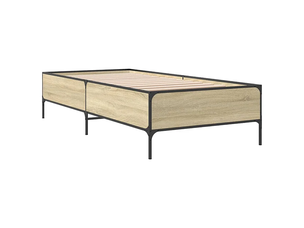 Bettgestell Sonoma-Eiche 75x190 cm Holzwerkstoff und Metall