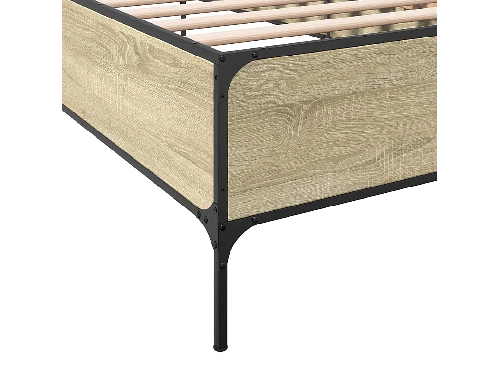 Bettgestell Sonoma-Eiche 75x190 cm Holzwerkstoff und Metall