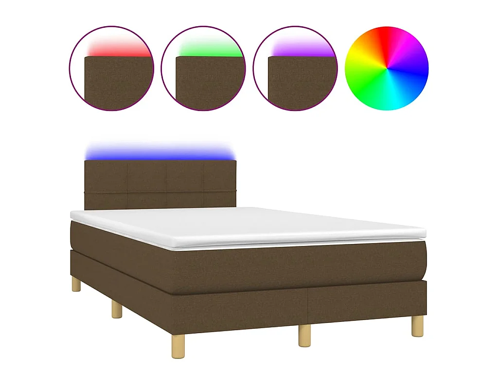 Boxspring met matras en LED stof donkerbruin 120x190 cm