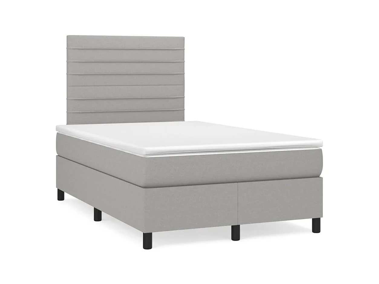 Sommier à lattes de lit matelas LED gris clair 120x190 cm tissu