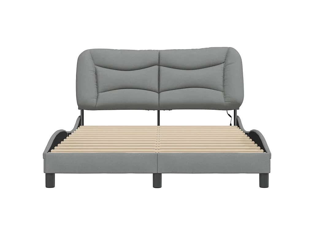Bedframe met LED zonder matras "Hvar" stof 140x200 cm lichtgrijs