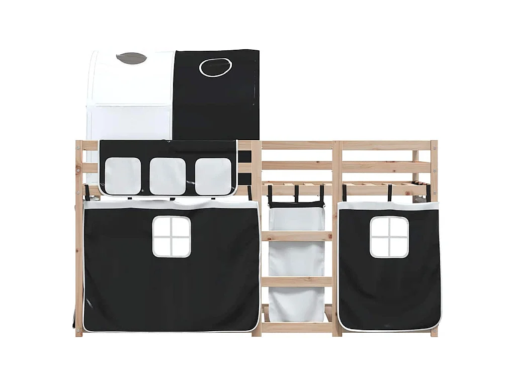 Letto a Castello senza Materasso Bianco e Nero 75x190 cm inPino